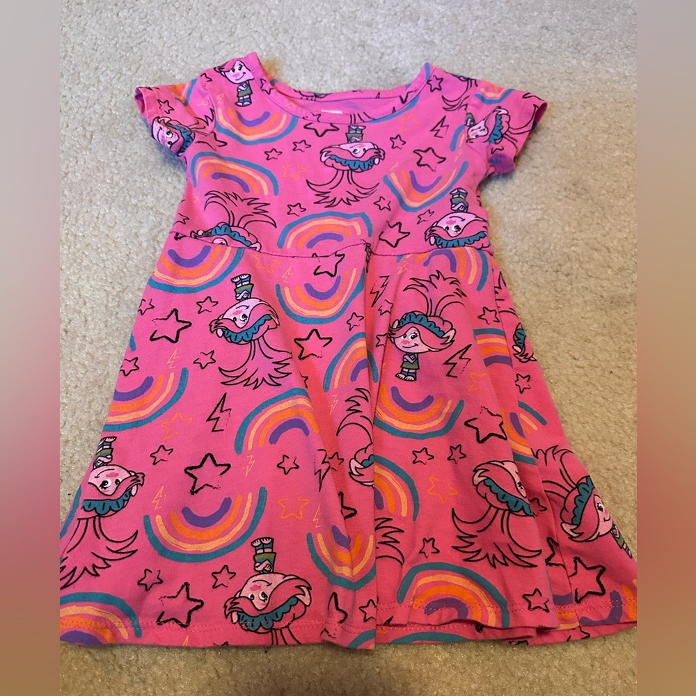 Cute used pink Trolls dress with Poppy for 3T
